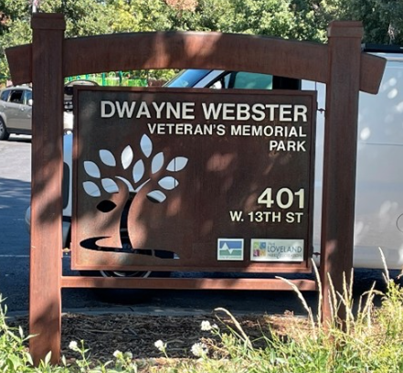Dwayne Webster Veterans Park sign
