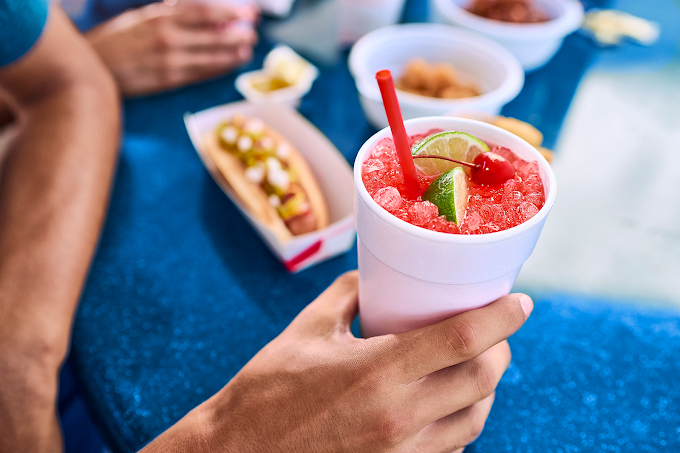 A slushie and a hot dog from Sonic