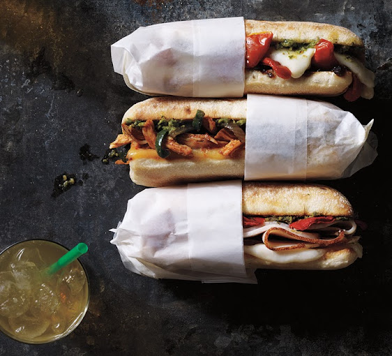 Three Sandwiches and a drink from Starbucks