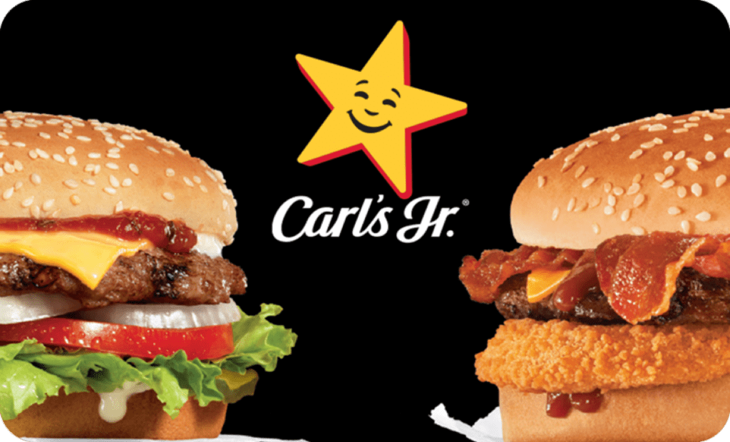 Carls Jr Logo with sandwiches