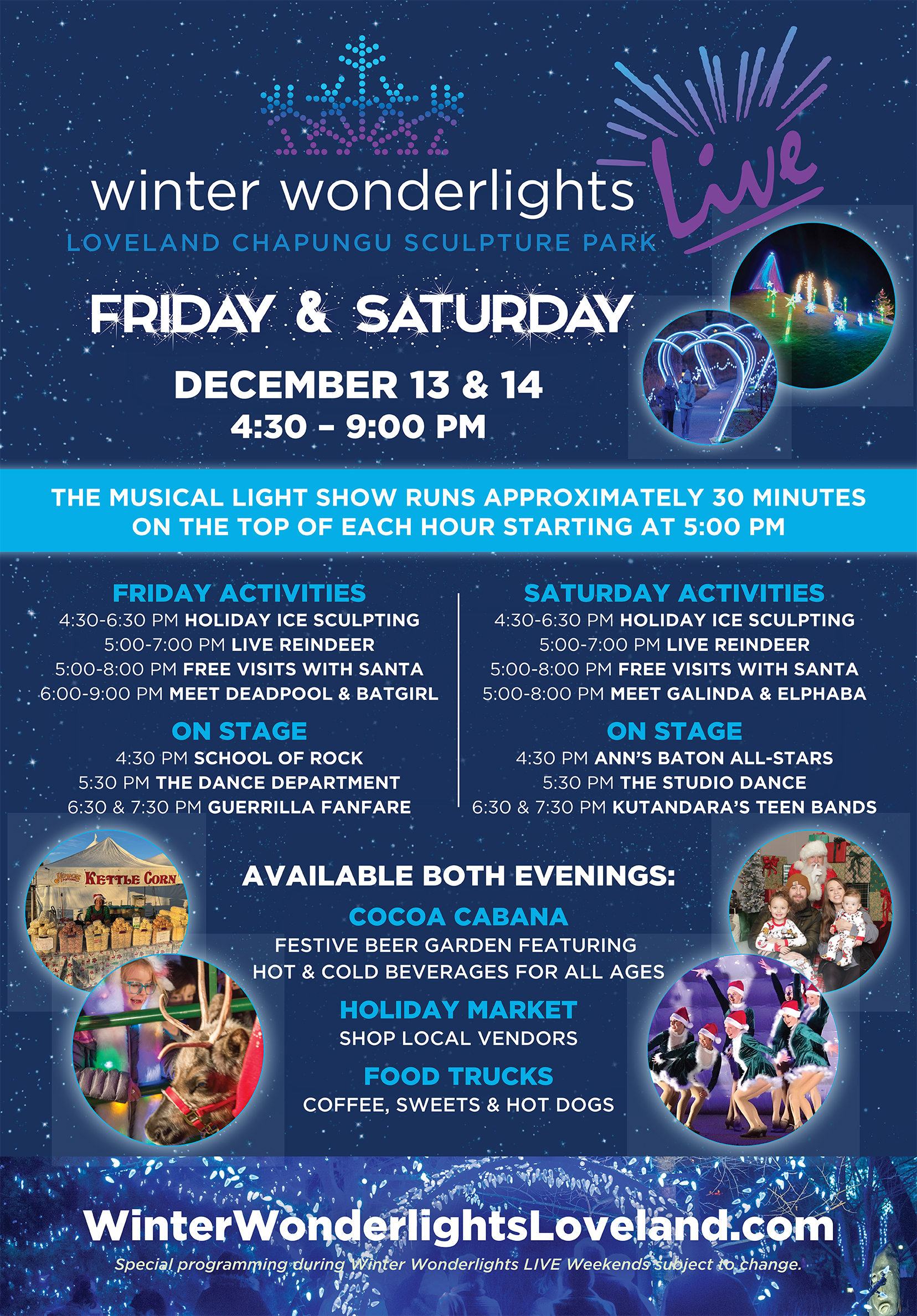 Winter Wonderlights Live Schedule for December 13&14