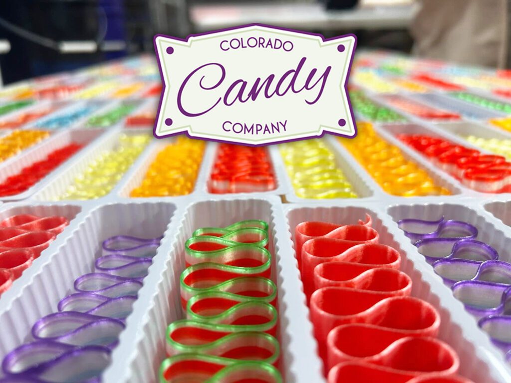 Colorado Candy Company ribbon candy in a display