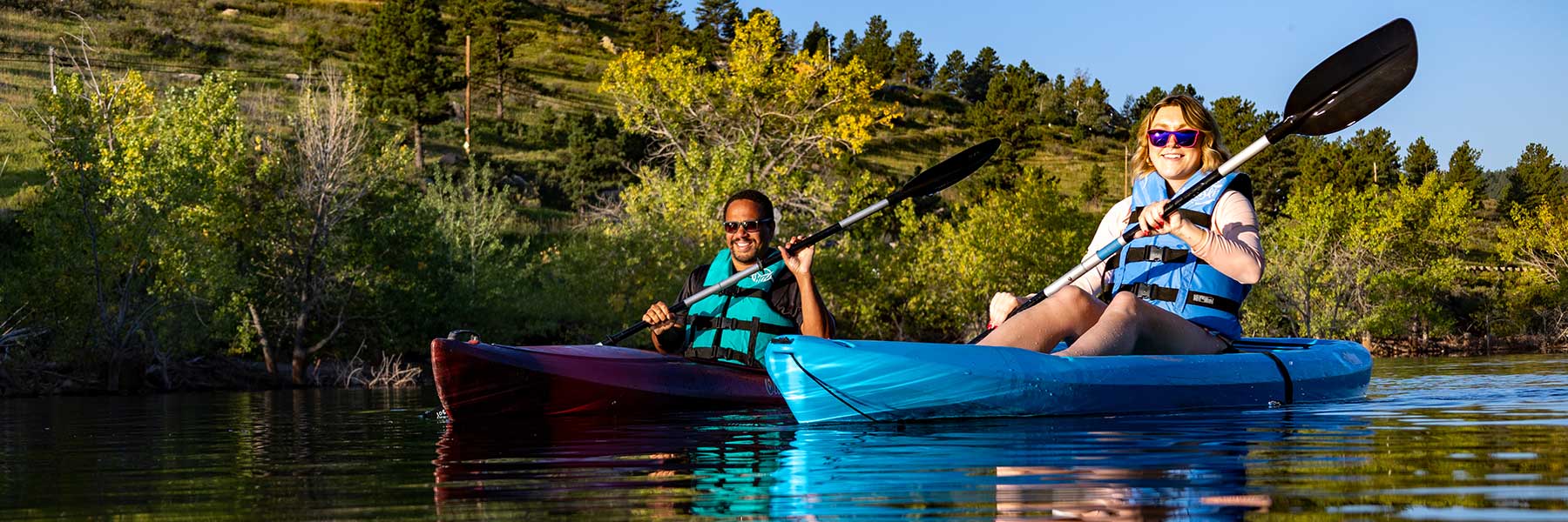 Kayakers on Carter Lake in Colorado