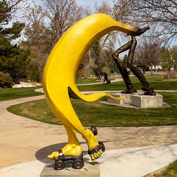 Roller skating banana at Benson Sculpture Park in Loveland, Colorado