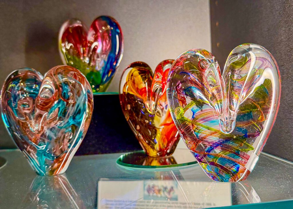 HeARTs of Glass on display in the Loveland Visitors Center