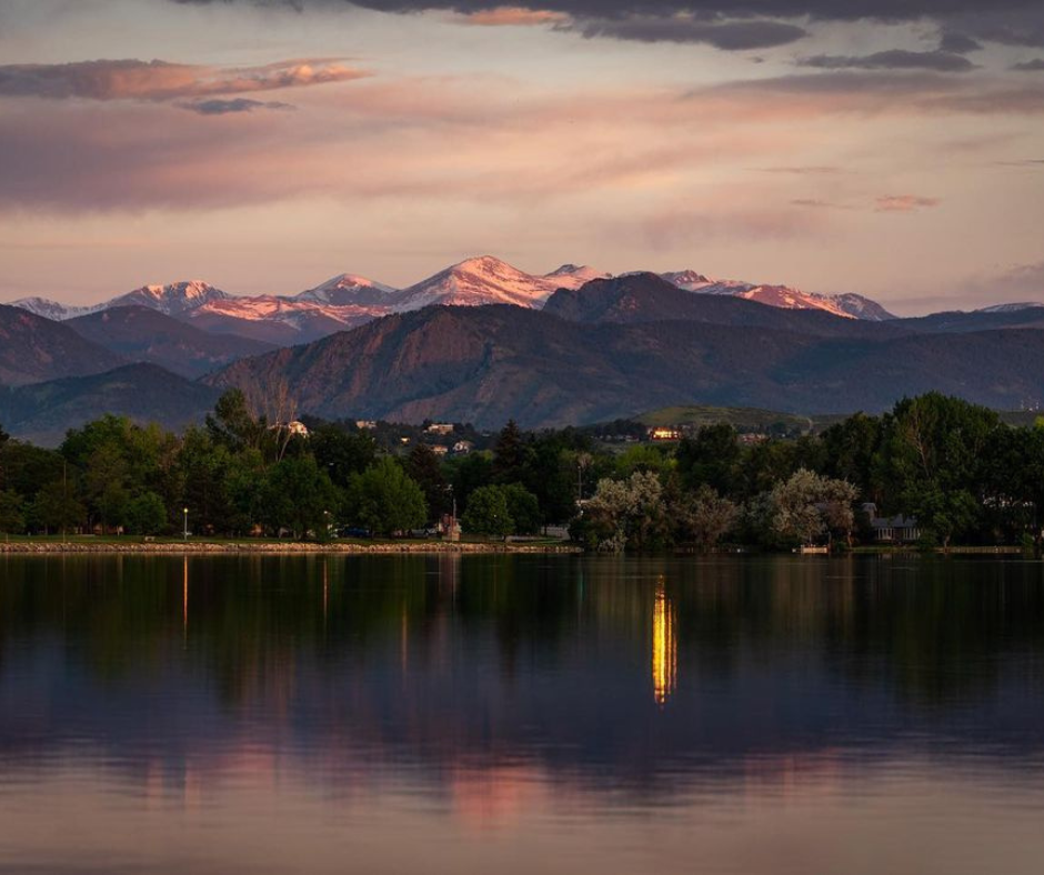 The stunning backdrop of the Rocky Mountains and their reflection on Lake Loveland might be one of our biggest local treasure. A path travels along the south side of the lake, and you can also access the Lake Loveland lovelock sculpture on the southeast side of the lake.