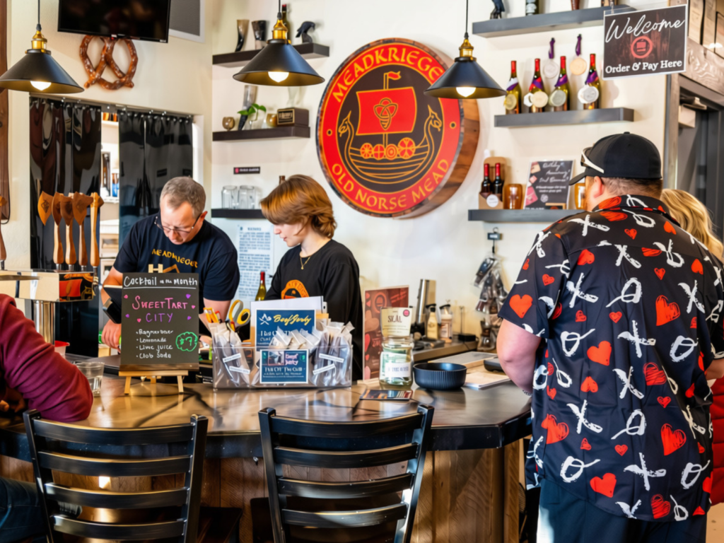 Interior view of the MeadKrieger Meadery taproom in Loveland, Colorado