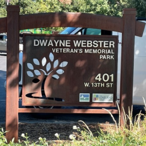 Dwayne Webster Veterans Park sign