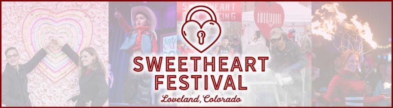 2026 Loveland Sweetheart Festival Banner with the 2026 logo over images of people from the festival.
