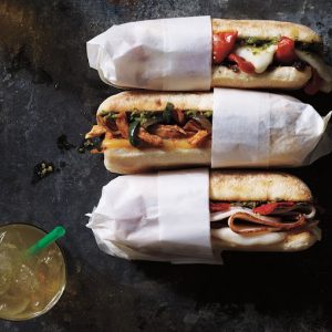 Three Sandwiches and a drink from Starbucks