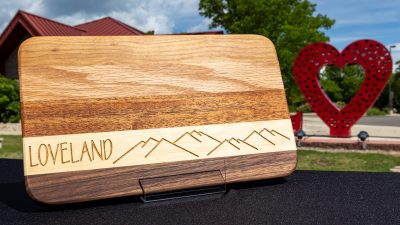 A cheese board on display at the Loveland Visitors center